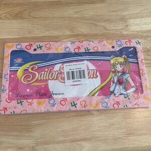 Sailor Moon Pink Planet Symbols Pastel Rainbow Car License Plate Frame NWT